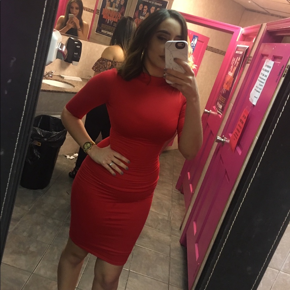 Red midi dress
